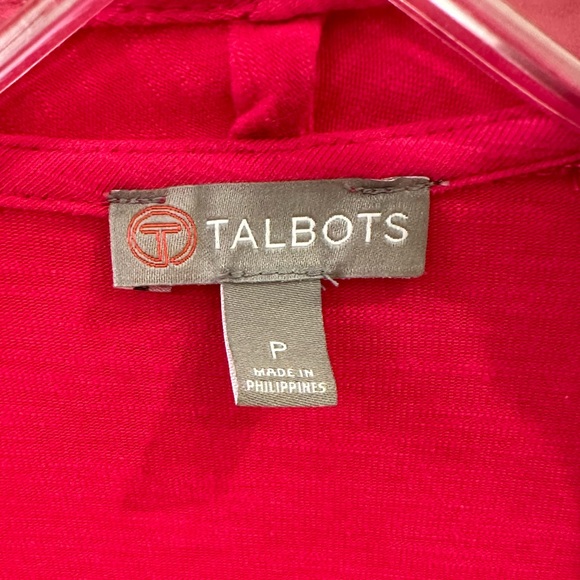 Talbots Cuffed Sleeve Open Front Cardigan Size P Pockets - Picture 7 of 9